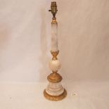 A alabastar or onyx and ormolu columnar table lamp 17' high.