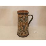 A Doulton stoneware tapered jug, decorated jug, decorated by Edith Kemp, Ellen Parker and Lilian