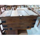 A pine and iron bound tool chest. 30' wide