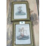 A pair of George III small stipple engravings, a framed photograph of HMS Renown, a Cries of