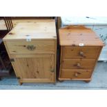 A pine bedside cabinet with a bedside chest