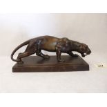 A bronzed metal model of a Jaguar. Marked to the base HB for Goldscheider. 9¼' long