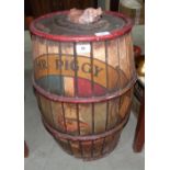 A painted barrel with cover. 22' high