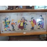 A felt applique picture, characters from Dickens novels. 16' x 38'