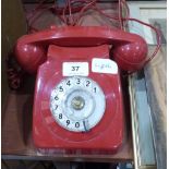 A 1970s red GPO telephone