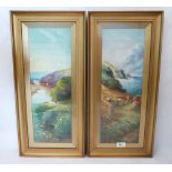 CONTINENTAL SCHOOL. 20TH CENTURY Coastal landscapes. A pair . Indistinctly signed. Oil on board.