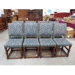 A set of eight joined oak Carolean style dining chairs