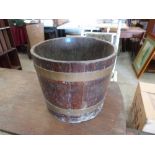 An oak coopered bucket. 12' high