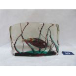 Manner of Ricardo Licata for Cenedese, internally decorated glass aquarian block. Unsigned. 6¼' wide
