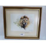 Two signed David Shepherd prints, Hot-Polami no. 91/850 and Lion's Head no. 344/850