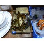 Two Victorian brass money boxes etc.