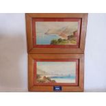 GARMON MORRIS (AVONDALE) BRITISH 20TH CENTURY Beach scenes. A pair. Signed. Watercolour 4' x 7'