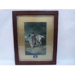 ENGLISH SCHOOL. 19TH CENTURY A lost traveller by moonlight. Signed initials HC. Watercolour 11½' x