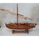 A fine scratch-built model of an 1801 British Navy Pinnace armed cutter, used as a coastguard patrol