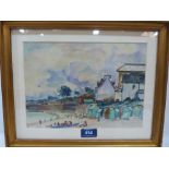 FRENCH SCHOOL. 20TH CENTURY A beach scene. Indistinctly signed and dated 1930. Watercolour 8' x 11'