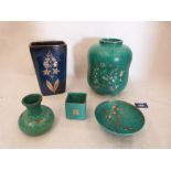 Five items of Gustavsberg Argenta pottery