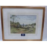 JOHN W. GOUGH. BRITISH 20TH CENTURY Country games. Signed and inscribed verso. Watercolour 6½' x 9'