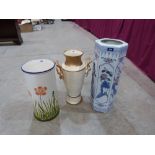 Two ceramic stickstands and a floor vase