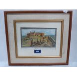 J.R. LEE. BRITISH 20TH CENTURY Welsh Cottages. Signed and inscribed. Artist's proof 5' x 8'
