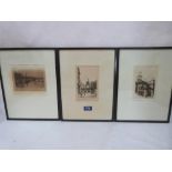 Three small framed signed etchings by Edward J. Cherry