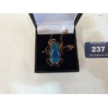A gold opal set pendant on 9ct necklet chain. 3.7g gross