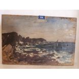 JULIUS HARE R.G.A. BIRITSH 1859-1932 A coastal scene. Signed. Oil on canvas 12' x 18'. Unframed