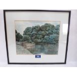 Two watercolours by F.C. Osborne, River Ouse 1930; Riverside, St. Ives 1930