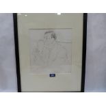 A framed print after David Hockney. Study of a W.H. Auden 12' x 11'