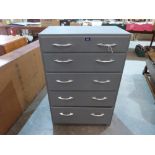 A painted pine chest of five long drawers. 27' wide