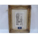 MANNER OF L.S. LOWRY. BRITISH 1887-1976 Sketch of a boy and girl. Initialled L.S.L. Pencil 6' x 3½'