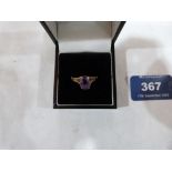 An Edwardian 9ct amethyst ring. Size O. 2.7g gross