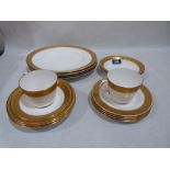 Royal Crown Derby, St. George pattern:- Dinner and teaware, 17 pieces