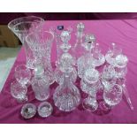 A collection of cut glassware