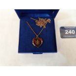 A rose gold pendant locket set with a diamond on necklet chain, 2.9g