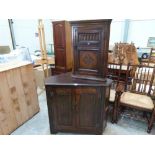 Two oak corner cupboards