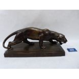 A bronzed metal model of a Jaguar. Marked to the base HB for Goldscheider. 9¼' long