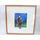 DORA HOLTZHANDLER Woman and child. Signed and dated 2000. Watercolour 10' x 8½'
