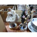 Two continental porcelain figures of a musician and a dancer. 12' x 10¼' high