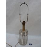 A cut glass lustre lamp base