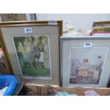 Two framed lithographs, Finishing Touches after Tom Browne and The Artist
