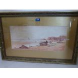 J. WILTON. BRITISH 19TH/20TH CENTURY Beach scenes. A pair. Signed. Watercolour 8½' x 20'