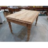 A Victorian pine kitchen table. 48' long