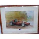 Two motor racing prints after Jeremy Mallard; Speed Six Bentley at 1929 Le Mans and Mike Hawthorn