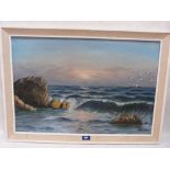 DEMIR. 20TH CENTURY A seascape. Signed. Oil on canvas 18' x 27'