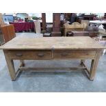 A 19th century pine kitchen table. 73½' long