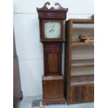 A George oak and mahogany longcase clock, 8 day duration, the 13' painted dial signed J. Massey,