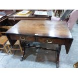 A mahogany sofa table of recent manufacture