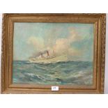 EDMUND G. FULLER. BRITISH 1858-1940 The Scillonian on a choppy sea. signed and inscribed. Oil on
