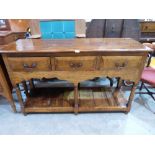 A joined oak dresser base in 18th century style, made by Oakwood Furniture of Chester. 54' wide