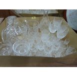 A box of cut glassware